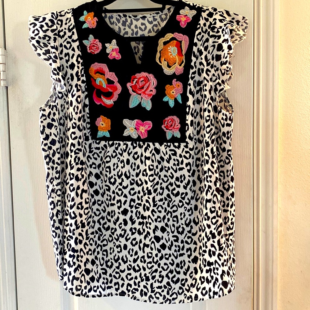Floral Leopard Top